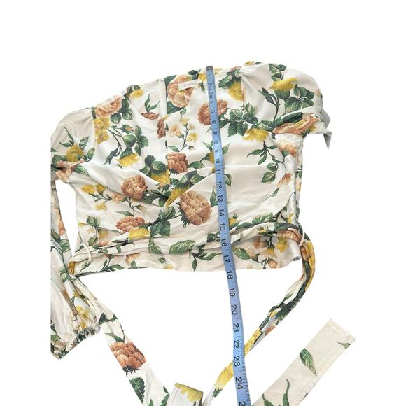 Zimmermann White Silk Ivory Garden Floral Zippy Wrap Bodice Blouse Size 10 - Picture 15 of 15